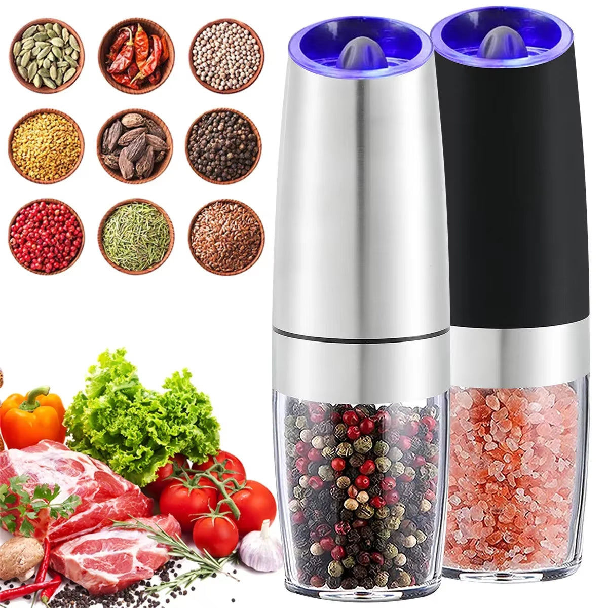GrindMate™ Pro: Automatic Gravity Spice & Coffee Grinder with Adjustable Coarseness