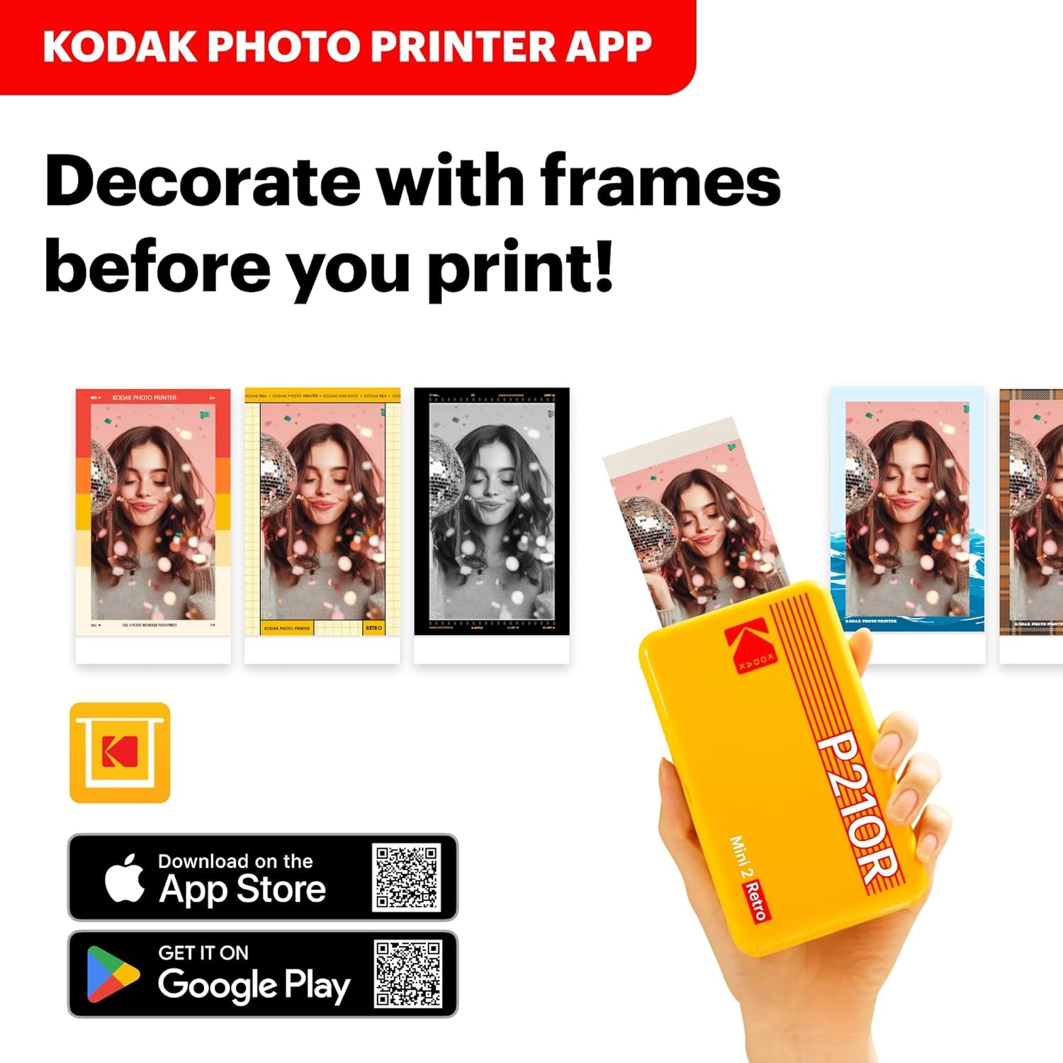 Mini 2 Retro 2X3 Portable Photo Printer, 8 Sheets, Bluetooth Smartphone Printer for Iphone & Android, Instant Color Prints, 4PASS Dye Sublimation, White