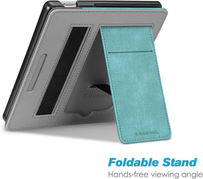 Stand Case for All-New Kindle Oasis (10Th Generation, 2019 Release and 9Th Generation, 2017 Release) - Premium PU Leather Sleeve Cover with Card Slot and Hand Strap, Turquoise/Brown